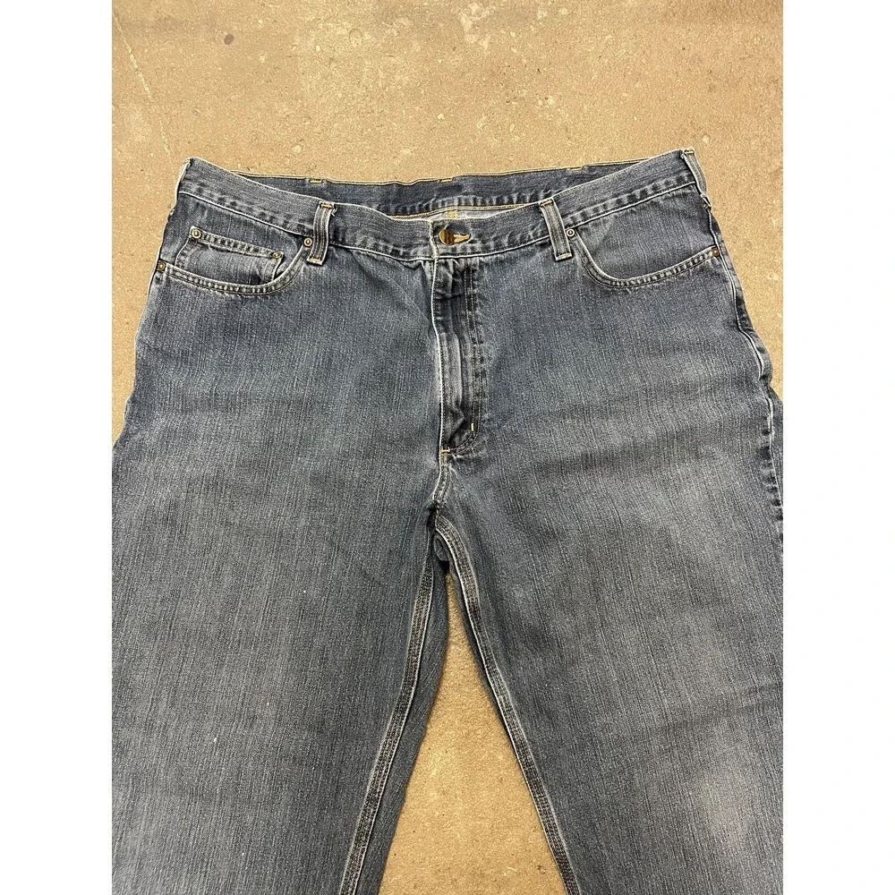 Carhartt Jeans Mens 42x30 Blue Relaxed Fit Straight‎ Leg Workwear Denim 100115